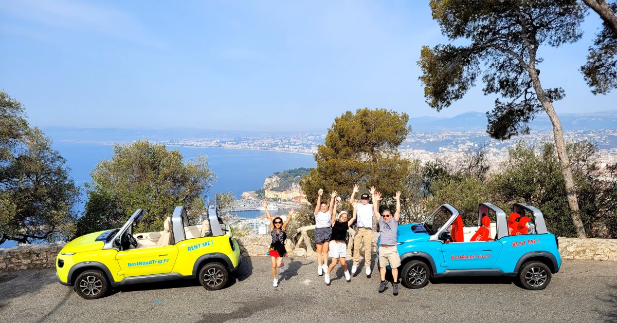 photo of people jumping or visiting the french riviera, view of the port of Nice